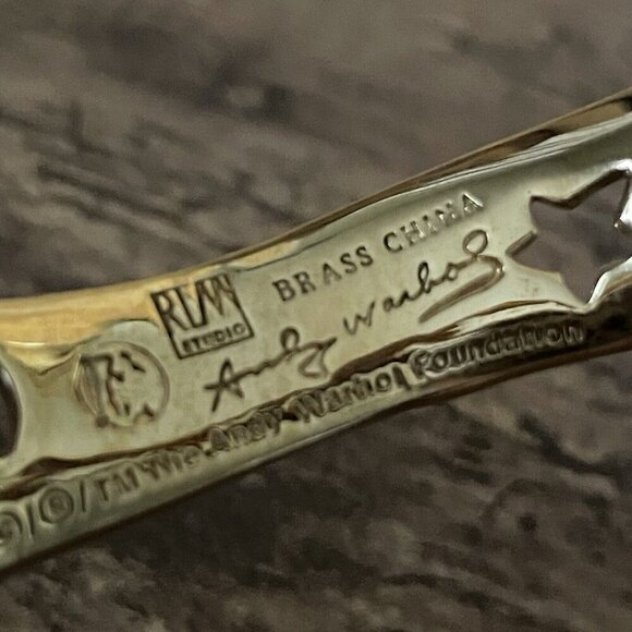 RLM Studio x Andy Warhol Bangle Bracelet So Many Stars Cut Out Curvy Gold Brass - Picture 8 of 16